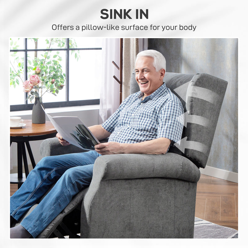 HOMCOM Power Lift Chair, Fabric Recliner Armchair w/ Remote Charcoal Grey