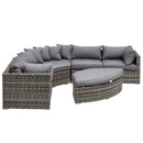 Outsunny Outdoor Rattan Corner Sofa Set 6 Piece - Grey