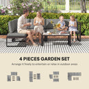 Outsunny Garden Sofa Set with 2 Loveseats, Armless Chair, Coffee Table