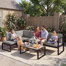 Outsunny Garden Sofa Set with 2 Loveseats, Armless Chair, Coffee Table