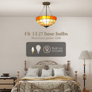 HOMCOM Tiffany Style Ceiling Light, Vintage Chandelier With 3 E27 Sockets