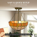 HOMCOM Tiffany Style Ceiling Light, Vintage Chandelier With 3 E27 Sockets