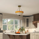 HOMCOM Tiffany Style Ceiling Light, Vintage Chandelier With 3 E27 Sockets