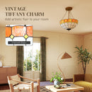HOMCOM Tiffany Style Ceiling Light, Vintage Chandelier With 3 E27 Sockets