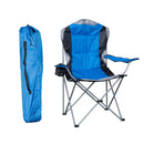 Luxury Padded High Back Outdoor Folding Chair with Cupholder in Blue