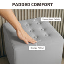 HOMCOM Square Footstool Small Ottoman w/ Wood Legs for Bedroom Light Grey