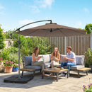 Outsunny 3(m) Banana Parasol Cantilever Umbrella Garden W/ Base Weights