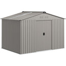 Outsunny 9 X 6FT Galvanised Garden Storage Shed With Sliding Door, Grey