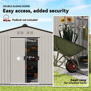 Outsunny 9 X 6FT Galvanised Garden Storage Shed With Sliding Door, Grey