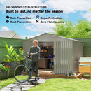 Outsunny 9 X 6FT Galvanised Garden Storage Shed With Sliding Door, Grey