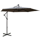 Samuel Alexander 3m Solar Powered Cantilever Lit Banana Garden Parasol with Crank Handle & White LED Lights in Grey