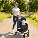 Pawhut 3 In 1 Foldable Pet Stroller For Small Dog With Travel Carrier, Black