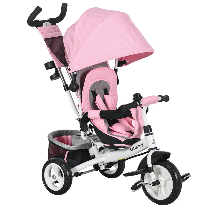 HOMCOM 6 in 1 Kids Trike, Stroller with Parent Handle