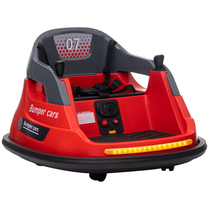 HOMCOM Kids Bumper Car w/ 360-Degree Rotation Spin, Lights, Music - Red