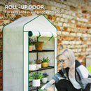 Outsunny 90 x 49 x 160cm Portable Mini Greenhouse with Shelves, White