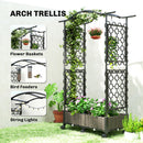 Outsunny Raised Garden Bed with Arch Trellis, Plastic Raised Bed for Garden