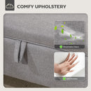 HOMCOM Linen Storage Ottoman Storage Box with Rubberwood Legs