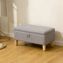 HOMCOM Linen Storage Ottoman Storage Box with Rubberwood Legs