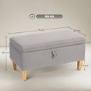 HOMCOM Linen Storage Ottoman Storage Box with Rubberwood Legs