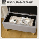 HOMCOM Linen Storage Ottoman Storage Box with Rubberwood Legs