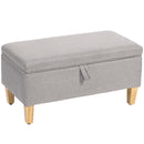 HOMCOM Linen Storage Ottoman Storage Box with Rubberwood Legs