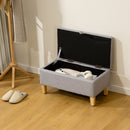 HOMCOM Linen Storage Ottoman Storage Box with Rubberwood Legs