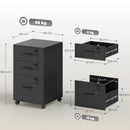 HOMCOM 3 Drawer File Cabinet Rolling Filing Cabinet For A4 And Letter Black