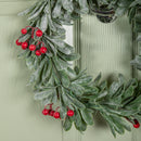 35cm Hanging Christmas Wreath with Red Berries