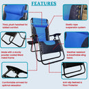 Set Of 2 Luxury Padded Multi Position Zero Gravity Garden Relaxer Chair Lounger In Blue & Black