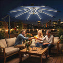 Outsunny 3 M Garden Cantilever Parasol With Solar Light, Rotation, Navy Blue
