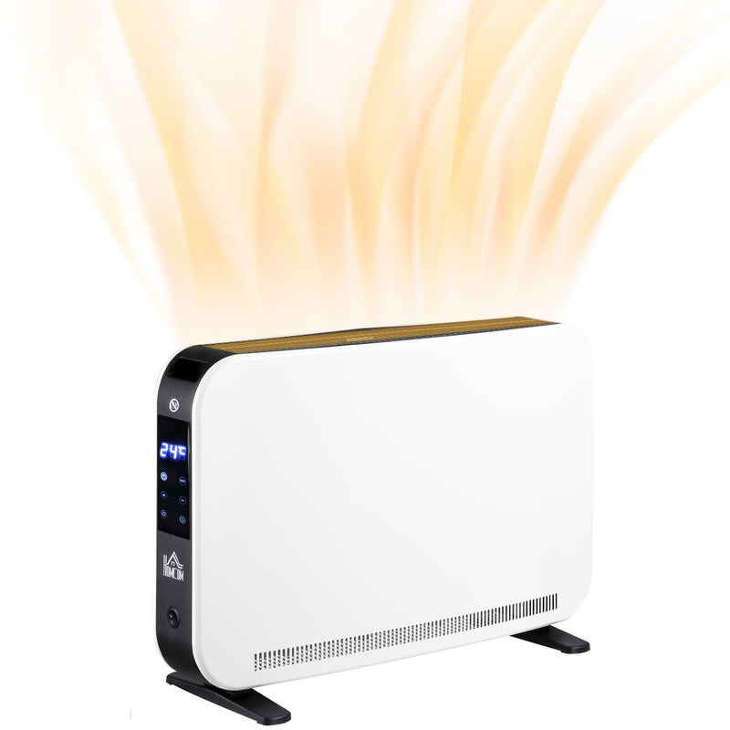 HOMCOM Portable Convector Heater with 24H Timer Adjustable Temperature White