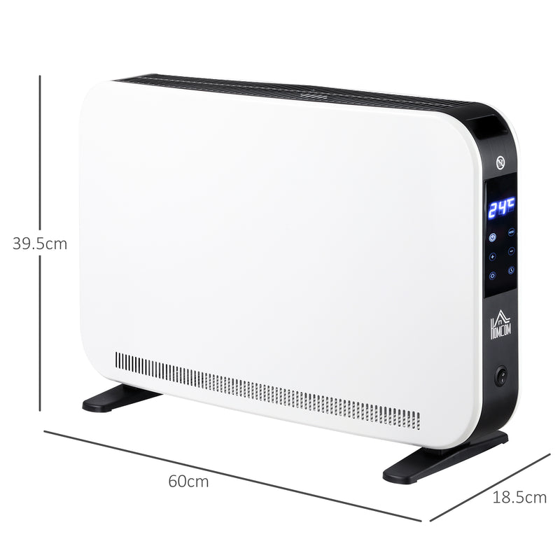 HOMCOM Portable Convector Heater with 24H Timer Adjustable Temperature White