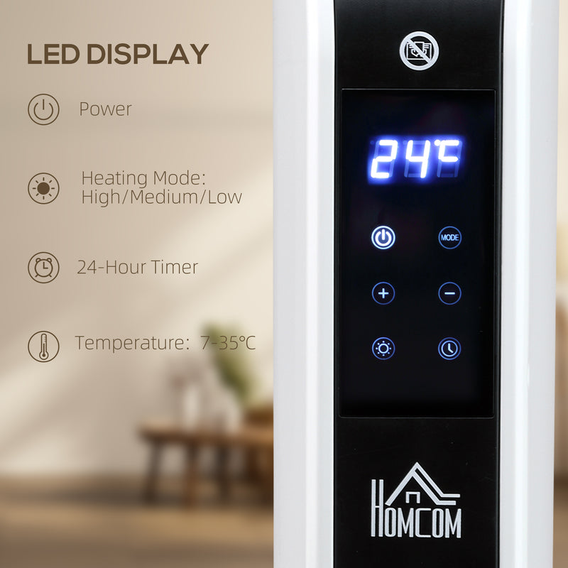 HOMCOM Portable Convector Heater with 24H Timer Adjustable Temperature White