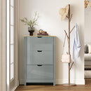 HOMCOM 18-Shoe Storage Cabinet 6 Shelves 3 Drawers Tabletop Light Grey