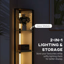 HOMCOM LED Floor Lamp with Shelves, Dimmable Standing Lamp with Foot Switch