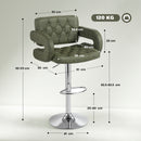 HOMCOM Adjustable Height Barstool Steel Pole PU Leather, Green