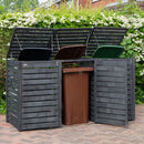 2.15m x 1.16m Outdoor Wooden Garden Triple Wheelie Bin Store Storage for 3 Bins in Dark Grey