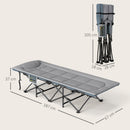Outsunny Camping Bed For Adults With Cushion, Headrest, Side Pocket - Khaki/Grey