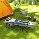 Outsunny Camping Bed For Adults With Cushion, Headrest, Side Pocket - Khaki/Grey