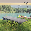 Outsunny Camping Bed For Adults With Cushion, Headrest, Side Pocket - Khaki/Grey