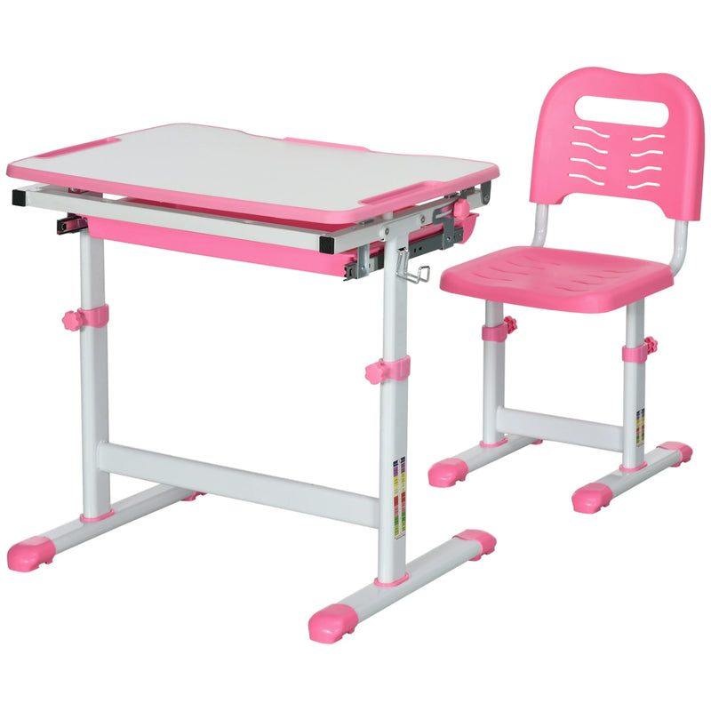 HOMCOM Kids Desk and Chair Set - Pink