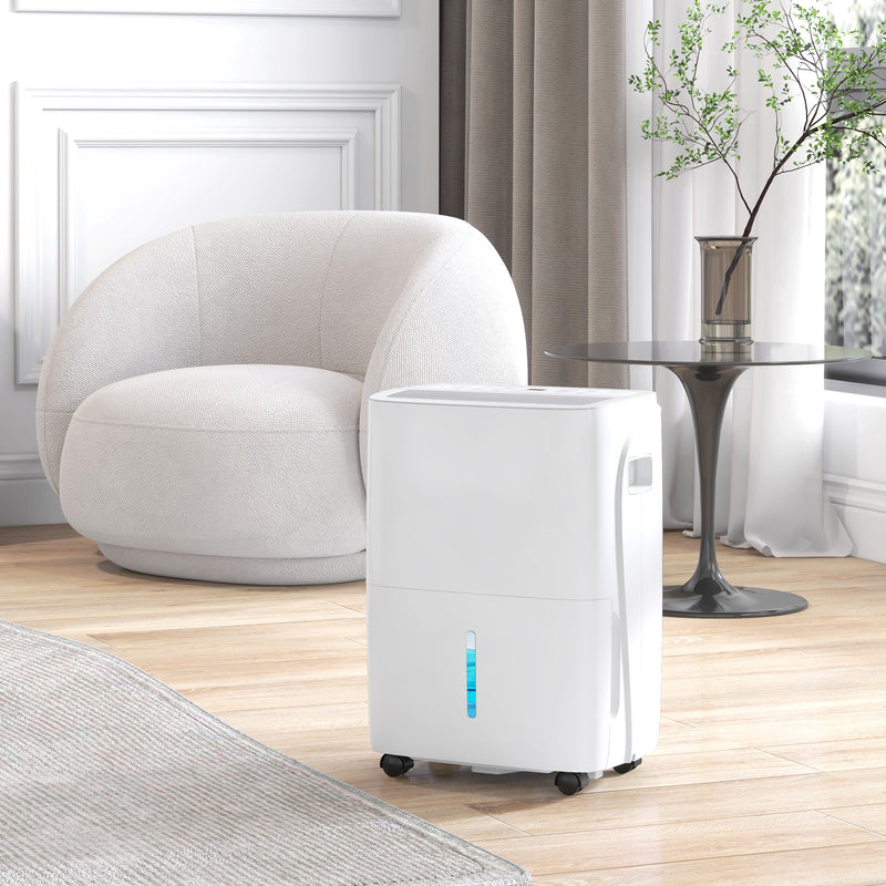 HOMCOM 30L/Day Dehumidifier for Home, with Auto-Clean Filter, 24H Timer