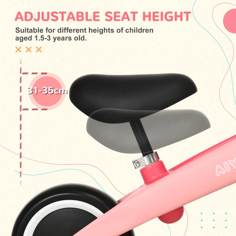 AIYAPLAY Balance Bike  for 1.5 - 3 Years Old - Pink