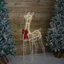 1.24m Light up Acrylic Christmas Deer Decoration with Red Bow and 880 Warm White LEDs