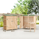 Outsunny Garden Storage Shed Tool Organizer W/ Table, 140x75x157cm, Natural