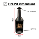 1.4m Tall Outdoor Garden Patio Chiminea Log Burner Fire Pit with Log Store & Cover
