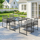 Outsunny Garden Dining Set, Outdoor Table and Chairs with Foldable Backrest