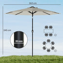 Outsunny 2.6 m Garden Parasol Umbrella with Light, Outdoor Patio Umbrella