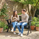 Outsunny 2 Seater Wood Garden Bench, Slatted Patio Bench with Armrest Black