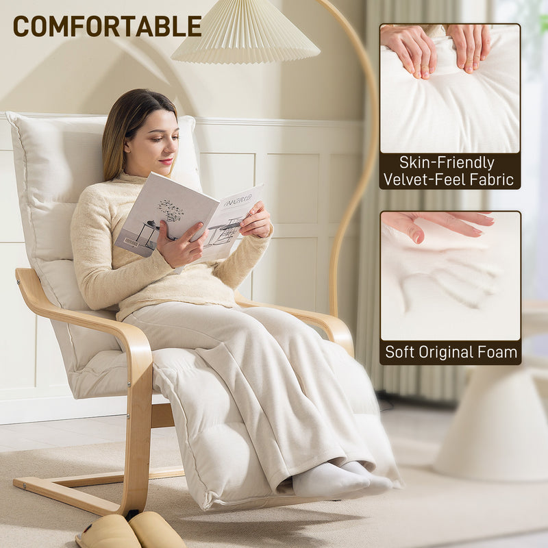 HOMCOM Birch Wood Lounge Chair For Living Room, Bedroom